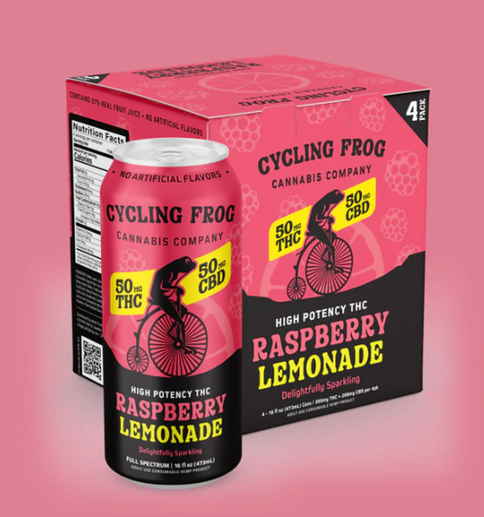 Cycling Frog Sparkling THC Raspberry Lemonade (50mg THC + 50mg CBD, 4pk)