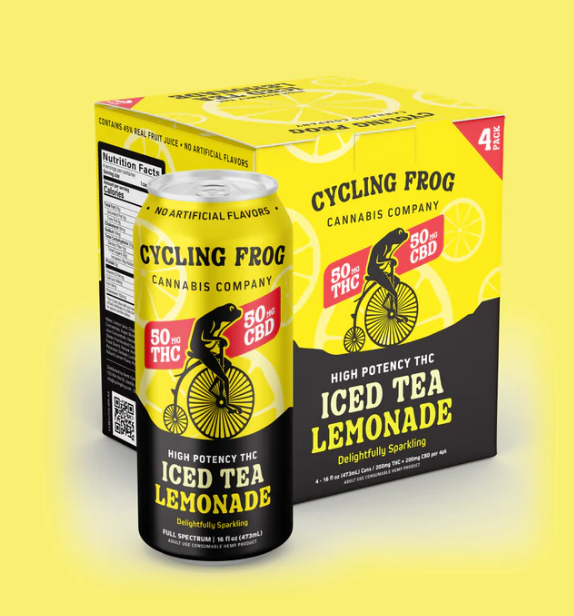 Cycling Frog Sparkling THC Iced Tea Lemonade (50mg THC + 50mg CBD, 4pk)