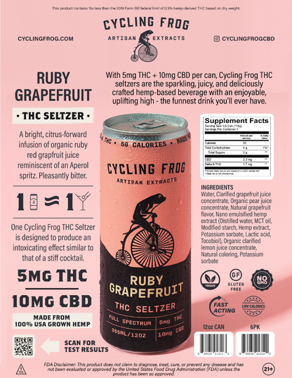 Ruby Grapefruit THC Seltzer by Cycling Frog